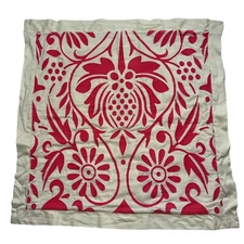 Amy Butler Welspun European Sham Pale Yellow with Coral Embroidery 28x28