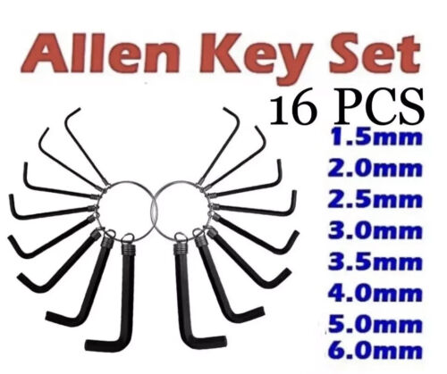 16 Pcs Allen Key Set Wrench Key Metric AF Bits Hand Tools Hex Key 1.5 to 6.0" - Picture 3 of 3