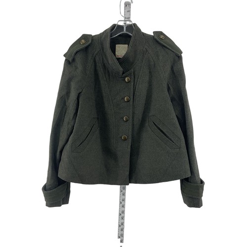 Rebecca Taylor grau Wolle Militär Damen Winterjacke Größe 10 gebraucht