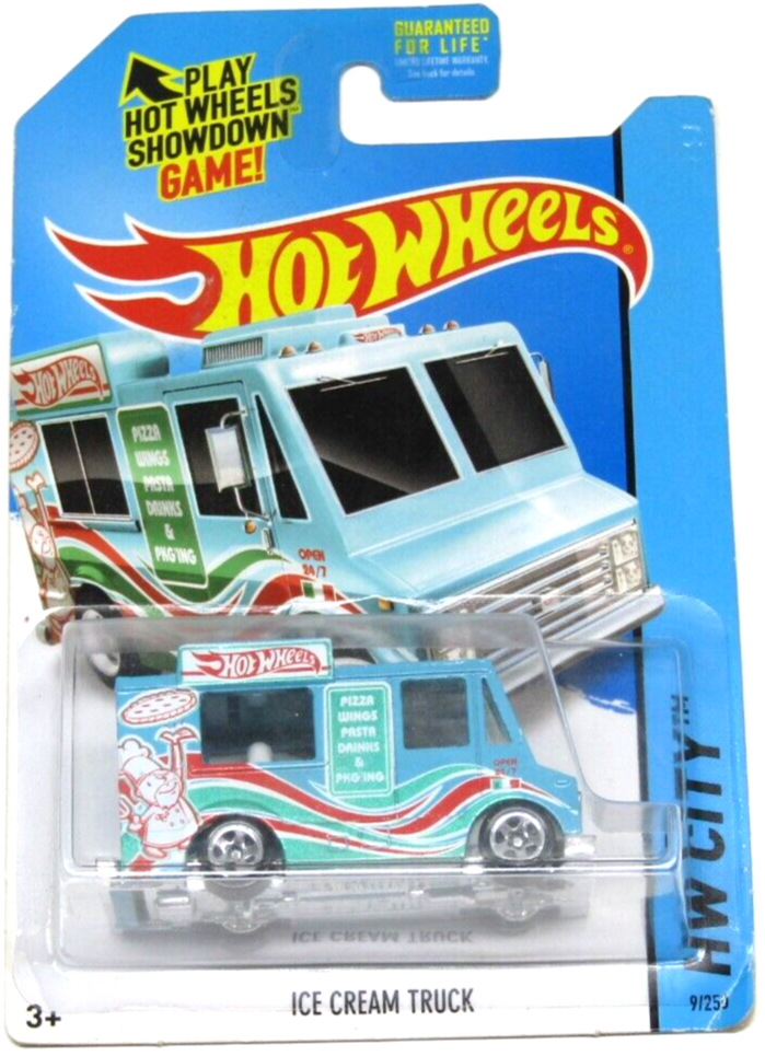 2014 Hot Wheels Pizza Ice Cream Truck HW City Works Blue Teal 9/250 Diecast