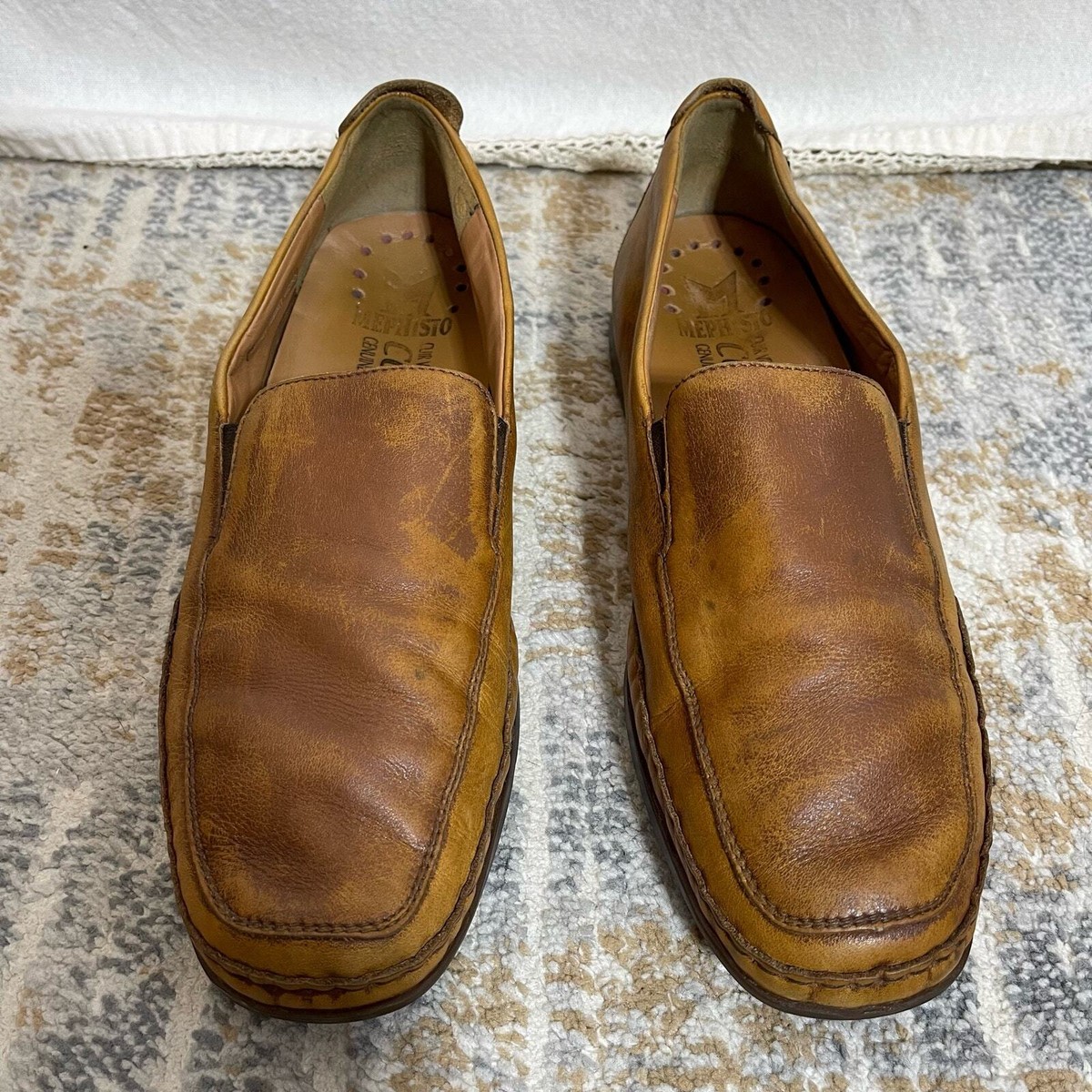 Mephisto Loafers Men 12.5 Tan EUC Cool-Air Leather Slip-On Square Toe Shoes Mephisto Square Toe Cool Air genuine leather | Mercari main image 4