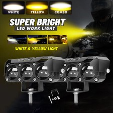 2X 12000LM 4" LED Cube Work Light Bar Yellow White Driving Fog Spot Pod Offroad