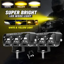 2X 120W 4" LED Cube Work Light Bar Yellow White Driving Fog Spot Pods Offroad 3"