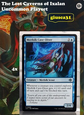Playset - 4x Merfolk Cave-Diver - Uc/Kreatur - The lost Caverns of Ixalan -EN/NM