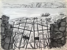 Karl Adser 1912-1995 Blick auf Adria altes Tor Küste Jugoslawien Friedhof