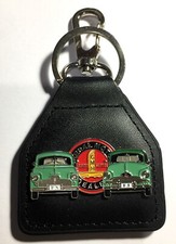 FX FJ Holden GMH Quality Metal and Leather Key Chain/Ring 2 clips Green/Green