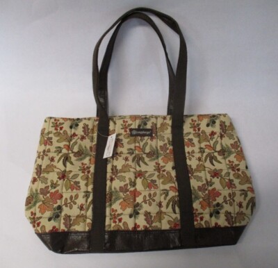 Longaberger Large Zippered Purse Tote Bag, Autumn Path Fall Oak Leaves  Acorns
