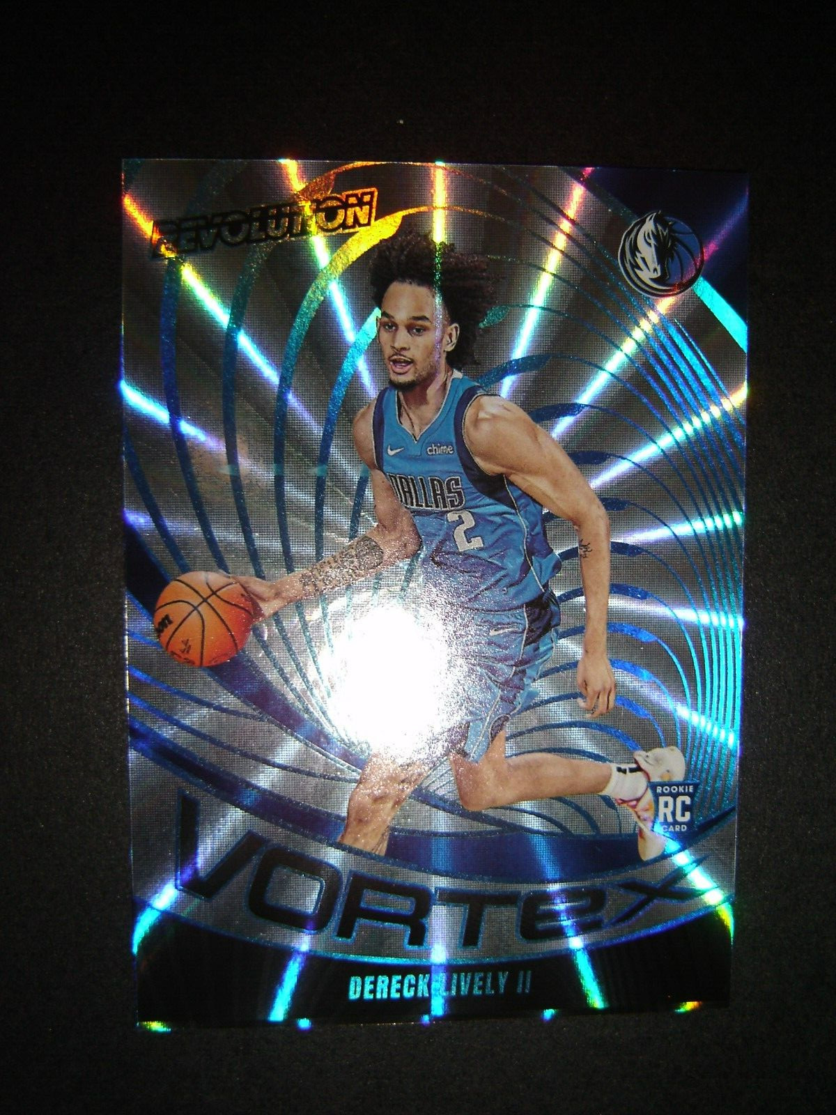 2023-24 Panini Revolution Dereck Lively Vortex Sunburst Card 2/75 JERSEY MATCH!