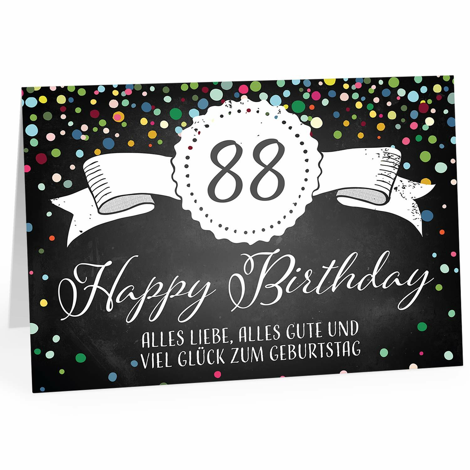 Große Glückwunsch Gruß-Karte 88. Geburtstag Design A4 XXL Umschlag edel modern