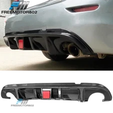 Fits 14-17 Infiniti Q50 Carbon Fiber Print LED Rear Bumper Lip Spoiler Diffuser