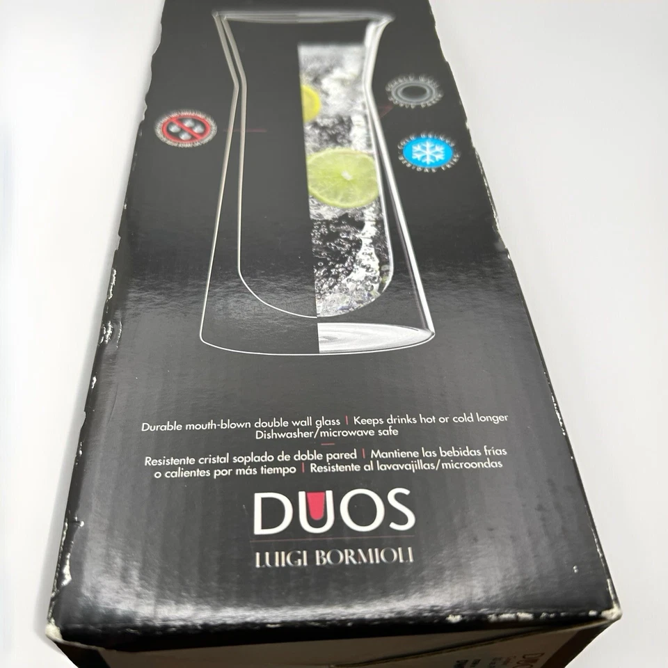 Luigi Bormioli Duos Thermo Wall Clear Glass Pitcher 32oz New In Box Hot Cold - Image 3 of 4
