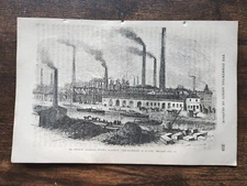 Glasgow St Rollox Chemical Works - Antique Print- 1859