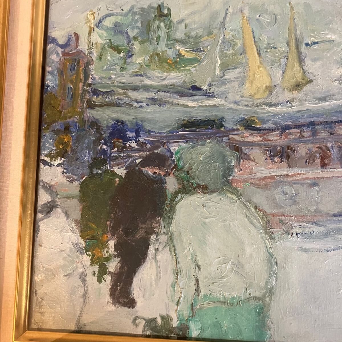 Jean Fusaro ( France) - Port Original Painting Oil on Canvas