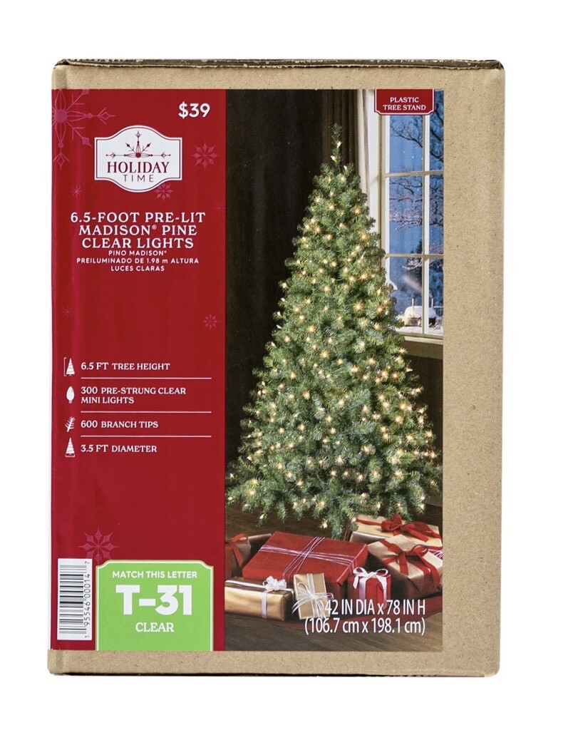 New 6.5 ft PreLit Madison Pine Artificial Christmas Tree eBay