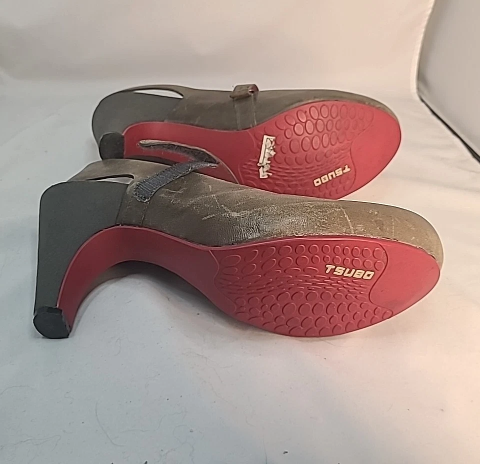 Zapatos de tacón Tsubo Acrea Mary Jane con cordones de cuero gris para mujer talla 10 Foto 4 de 4