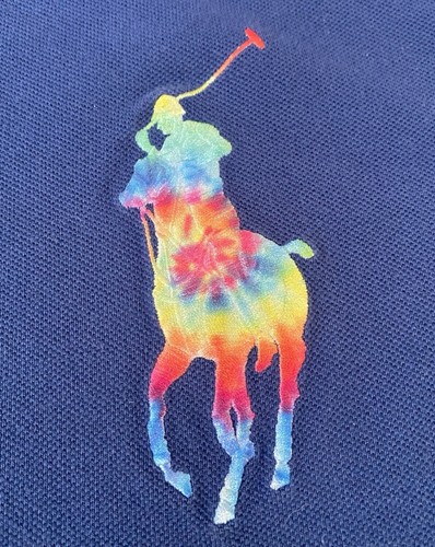 Ralph Lauren Polo Shirt Men’s 3XB Blue Big Pony Polo Shirt Tie-Dye Rugby Vintage - Picture 7 of 10