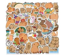 12 Pack 50Pcs Capybara Stickers Cute Brown Stickers Waterproof Gift Kids Favors