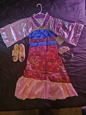 Disney Store Mulan Dress costume Princess L 9/10 set w/ shoes Tiara Crown New