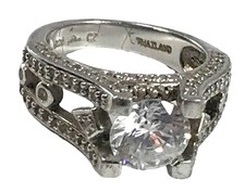 Sterling Silver Cubic Zirconia Ring Marked 925 Thailand CZ and Hallmarked Sz 6