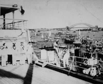 The Queen follows Duke Edinburgh royal liner Gothic their arri- 1954 Old Photo