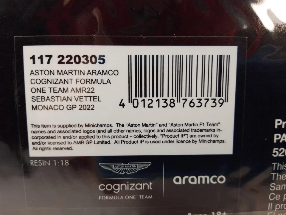 MINICHAMPS Aston Martin AMR22 #5 Sebastian Vettel Monaco Gp 2022 1/18 117220305 - Bild 3 von 3