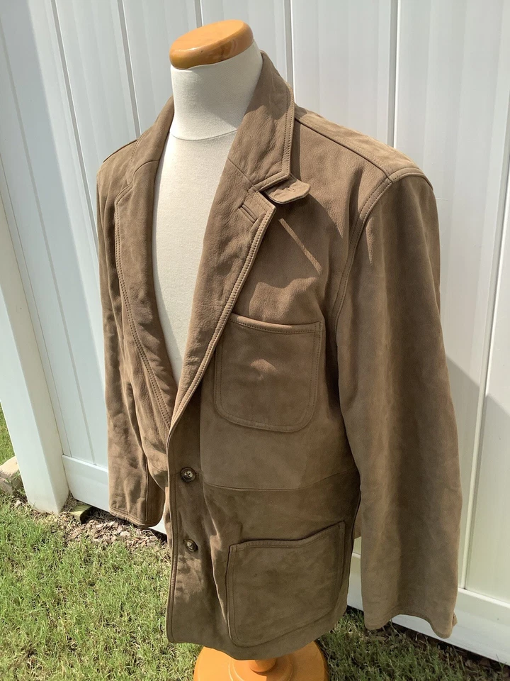 Chaqueta Orvis Para Hombres 44 Marrón Cuero Abrigo de Campo Blazer Caza Deportista Safari Foto 3 de 4