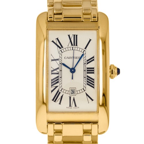 Cartier 1740 Tank Americaine W26031K2 18 Karat Yellow Gold Box Service  Papers | eBay