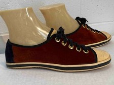 NOS Sz 6 Shoes Vtg 70s Keds Faux Suede Grasshoppers Sneakers Rust Black Cream