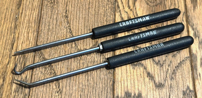  Craftsman Tools 7  Long Mini Pick Hook Awl Set Black Soft Grip Lot USA