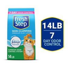 Premium Natural Cat Litter 14lbs, Febreze Scented Non-Clumping No Stick Bottom