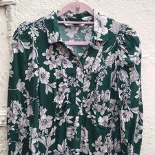 ZARA EUR Medium Green Print Midaxi Button Down Collared Holiday Occasion