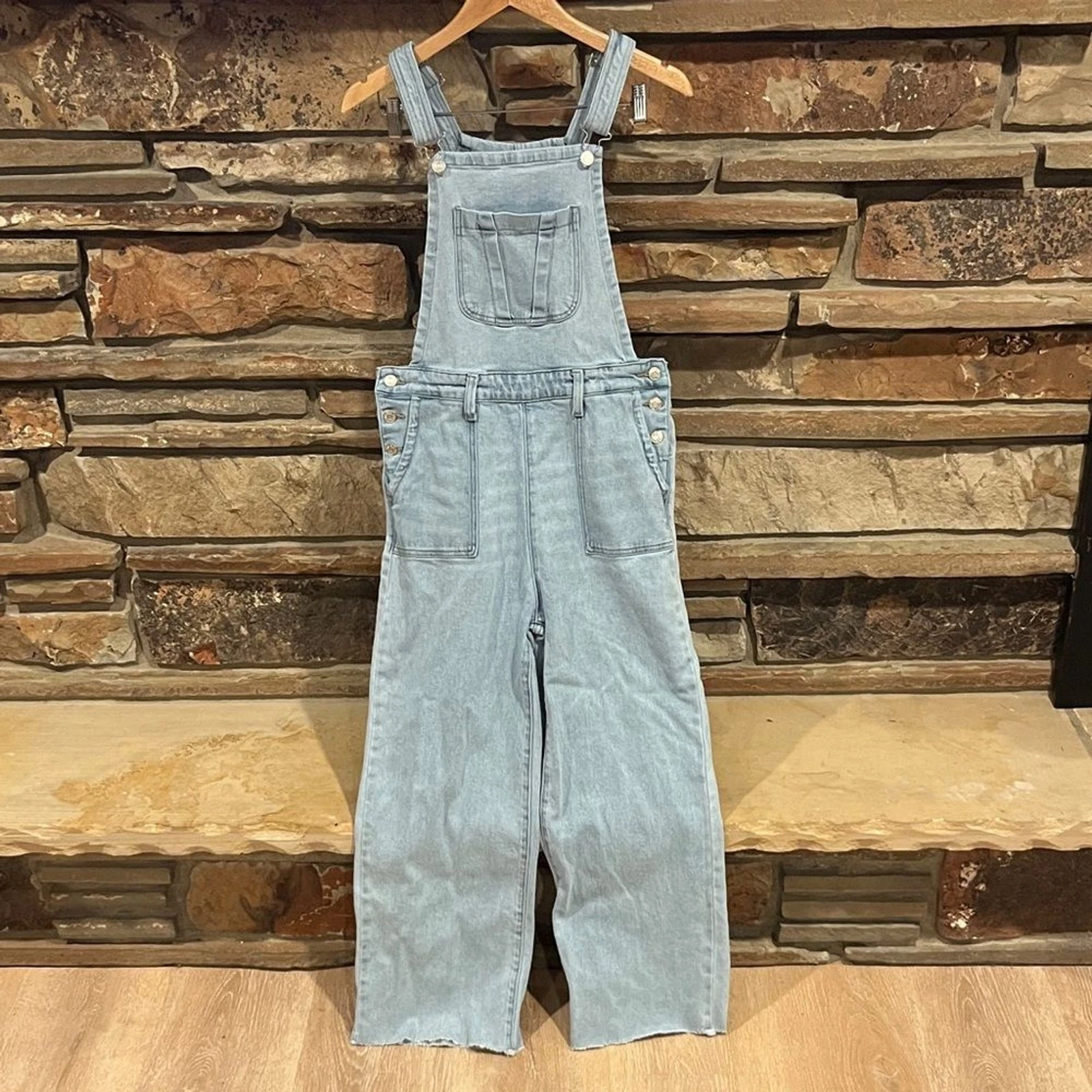TNR Jeans Wide Leg Light Blue Denim Overalls