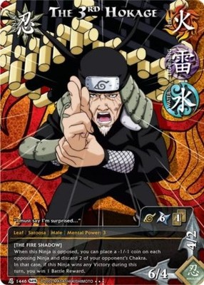 The 3rd Hokage - N-1446 - Super Rare - 1st Edition - Foil Kage Summit Damaged -