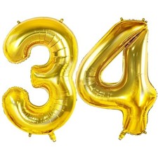 Number 34 Balloons for 34th Birthday Party Decorations, 0-100 Large No.34 for...