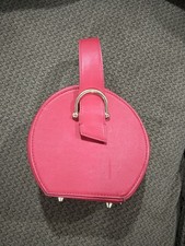 Pink Round Top Handle Bag with Metal Feet Zip Closure Gold Hardware