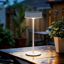 Solar Table Lamp, Rechargeable Outdoor Lamps for Patio Waterproof 3 Color Dim...