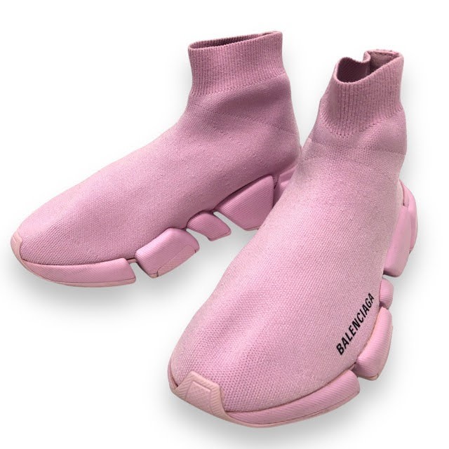BALENCIAGA Knit Sneakers Speed Trainer 24.5cm Pink Ladies Women s Shoes From Jap thumbnail 3
