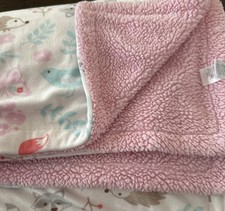 Hudson Baby Girl Woodland Animals Blanket Pink Sherpa Fox Raccoon Hedgehog 40  