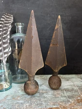 Odd Fellows Antique Ceremonial  Parade Flag Pole Staff With Spear Wooden Finial