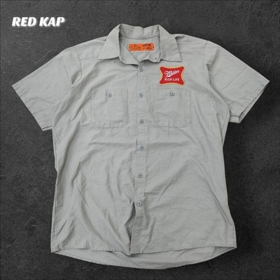 Red Cap 90s MillerHighLife Kurzarm Arbeitshemd L grau