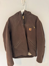 Carhartt Brown Hooded Sherpa Lined Bomber Jac...