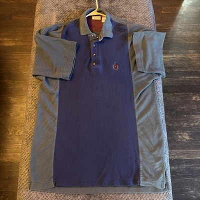 BUGLE BOY Company Polo Shirt Short Sleeves Size Large Men Blue Green Vintage 90s