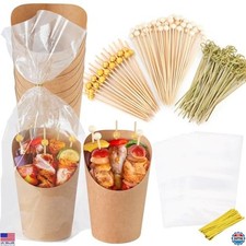 60 Disposable 14oz Charcuterie Cups, 300 Skewers, 60 Bags - Party Supplies
