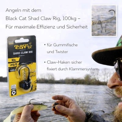Black Cat Wels Rig Gummifisch Montage Shad Claw 6/0 100kg Waller Gummi Fisch
