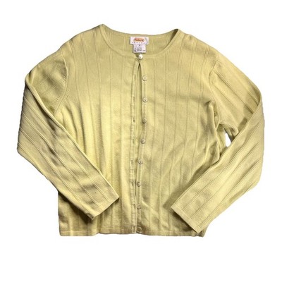 TALBOTS Petite Lime Green Cardigan Button Up Women s Long Sleeve Sweater Size MP