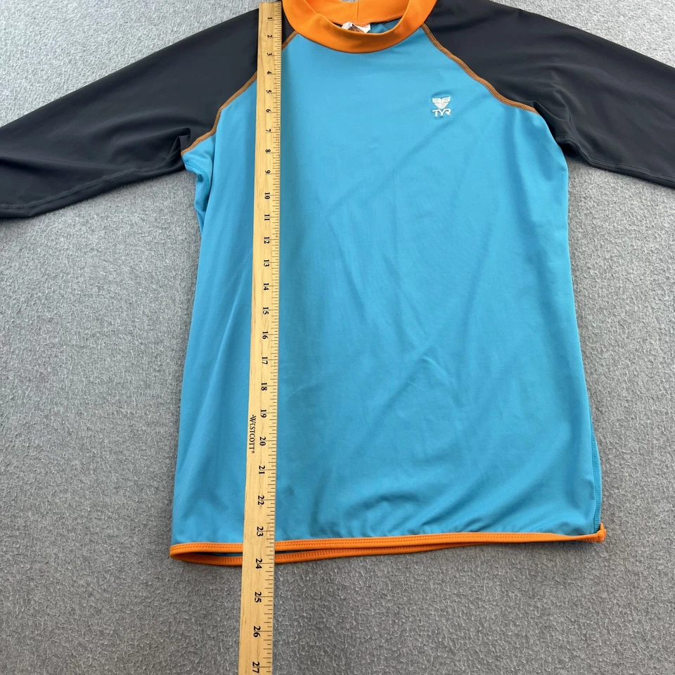 TYR Long Sleeve Swim Shirt Rash Guard XL 16/18 Blue Black Orange Youth Sun UPF - Image 3 of 4