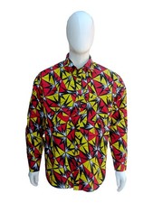 African Button Down Shirt for Men  Patch Pocket   Cotton Full Sleeve