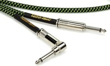 Ernie Ball P06077 Braided Straight / Angle Instrument Cable - 10' Black/Green