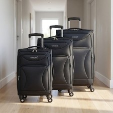 Kimsonic Stofftrolley Reisekoffer S M L Dehnfalte 4 Rollen Zahlenschloss