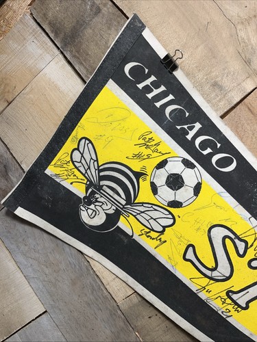 Vintage Chicago Sting Pennant - Squadra di calcio autografata firmata MISLO - Foto 10 di 15